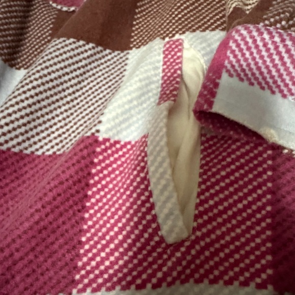 We The Free Plaid Long Ruby Pink and White Plaid Jacket Women’s Large/XL - Picture 5 of 8
